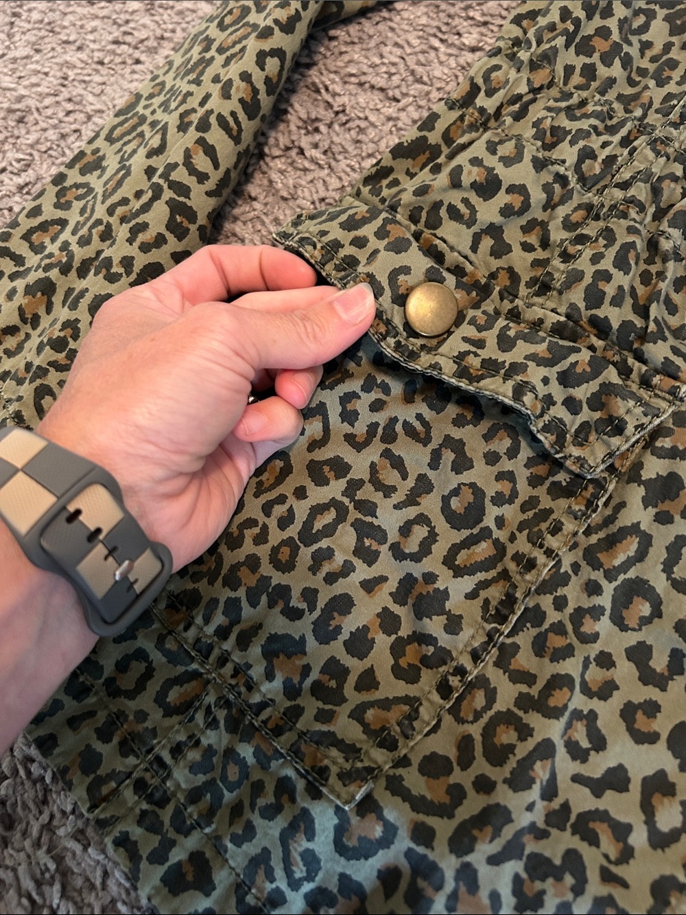 Maurices Leopard-Print Utility Jacket in Olive and Tan - Picture 5 of 5